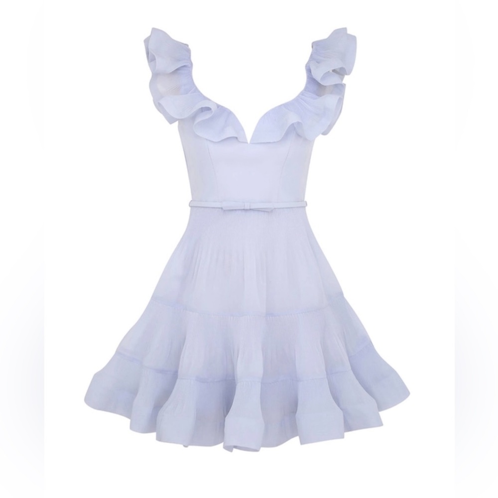 Zimmermann Light Blue Ruffle Dress